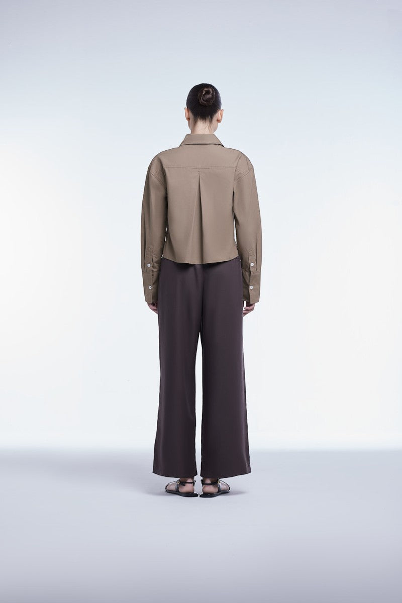 CROPPED COTTON BUTTON DOWN SHIRT - CULT MIA