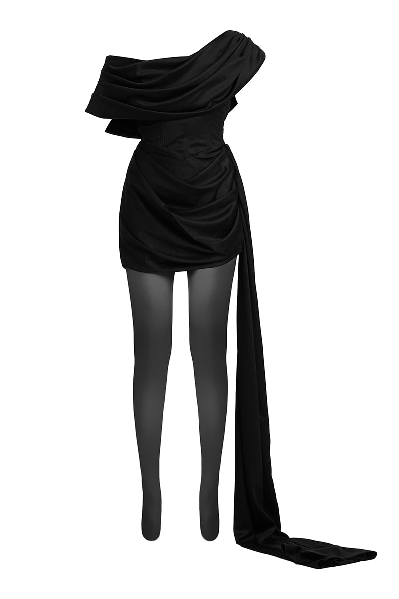 CASSIE FRILL DRAPED MINI DRESS - CULT MIA