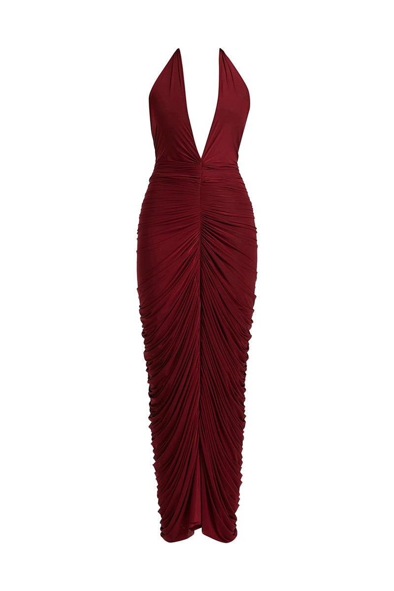 Deme By Gabriella Susan V-neck maxi dress featuring a flowing silhouette and elegant design, perfect for casual or formal occasions.
