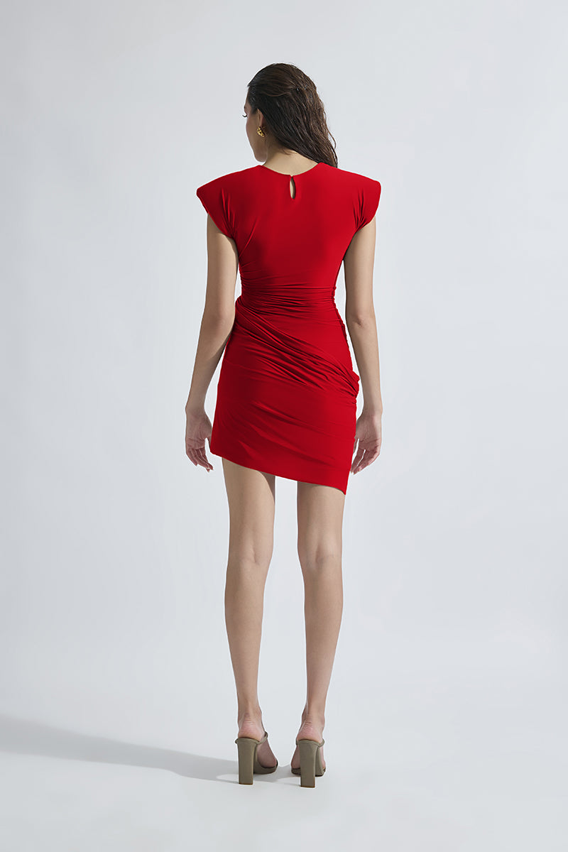 SANDRINA RED MINI DRESS - CULT MIA