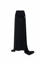 Black DENVIL maxi skirt by Jenny K Tran featuring a flowy design and elegant silhouette, perfect for stylish casual or formal wear.