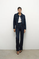 JC Pajares denim jacket with chain details on sleeves, featuring classic style and metal chain accents for a trendy look.
