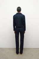 Blue denim jacket with chain details on sleeves, stylish JC Pajares jackets featuring a classic fit and edgy design.