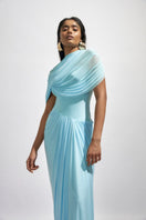 Deme By Gabriella Jasmine baby blue maxi dress with flowing fabric and sleeveless design, perfect for elegant summer occasions.