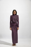 Deme By Gabriella Aisha purple maxi dress featuring flowing fabric and a stylish silhouette, perfect for elegant occasions.