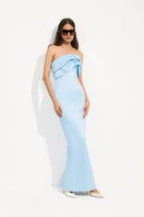 Sky blue Dorelle gown by Urban Muse, featuring a flowing maxi dress with elegant design and lightweight fabric.