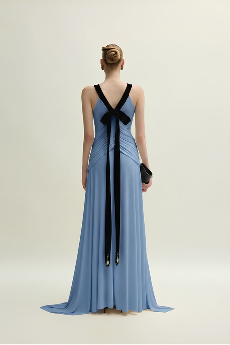 Jenny K Tran Dorset dress in blue, a stylish gown with elegant fabric and a flattering fit, perfect for formal occasions.