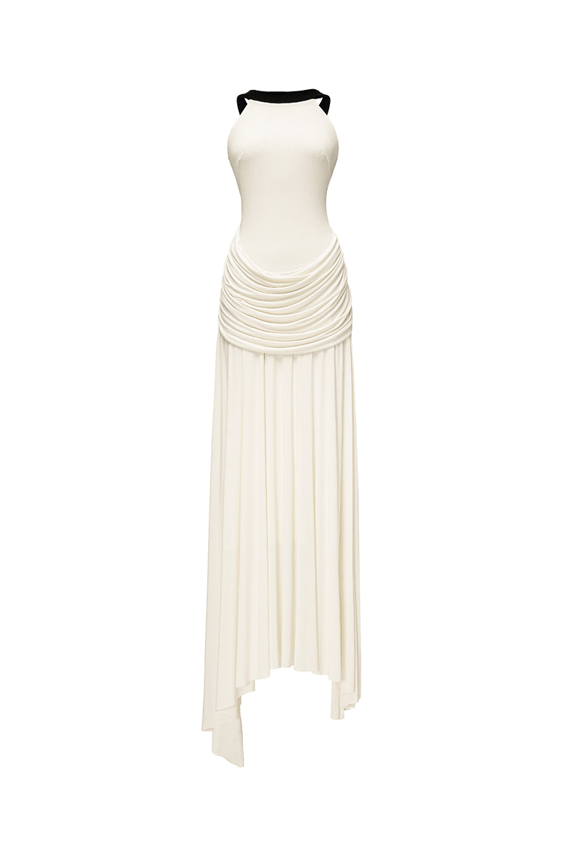 Jenny K Tran Dorset ivory gown featuring elegant fabric and classic design, perfect for formal occasions.