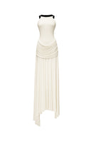 Jenny K Tran Dorset ivory gown featuring elegant fabric and classic design, perfect for formal occasions.