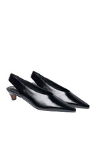 Black Downtown heels by 10th Floor with pointed toes and stiletto heels, stylish footwear for formal or casual occasions.