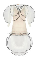 Back view of NADYA DZYAK MILKY WHITE maxi dress showcasing flowing fabric and elegant design details.
