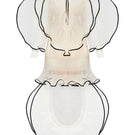 White maxi dress by Nadya Dzyak, front view showing flowing fabric and elegant design.