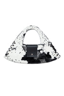 Sayya cow fur top handle bag with sturdy leather strap and sleek design, perfect for stylish everyday use.