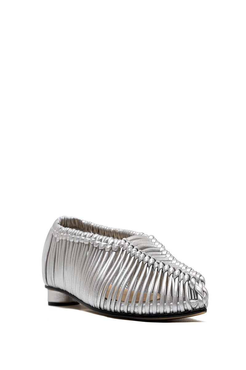 ALTA Simone Silver Craft Flats, stylish silver flats with craft detailing, perfect for casual and semi-formal wear.