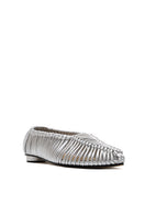 ALTA Simone silver craft flats showing a stylish pair of silver flats with textured design on a neutral background.