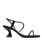 Alta Dora black sandals with open toes and ankle straps, featuring stylish design and comfortable fit.