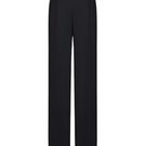 Black LEKIEU Kenya pants displayed on a hanger, showcasing their slim fit and stylish design.