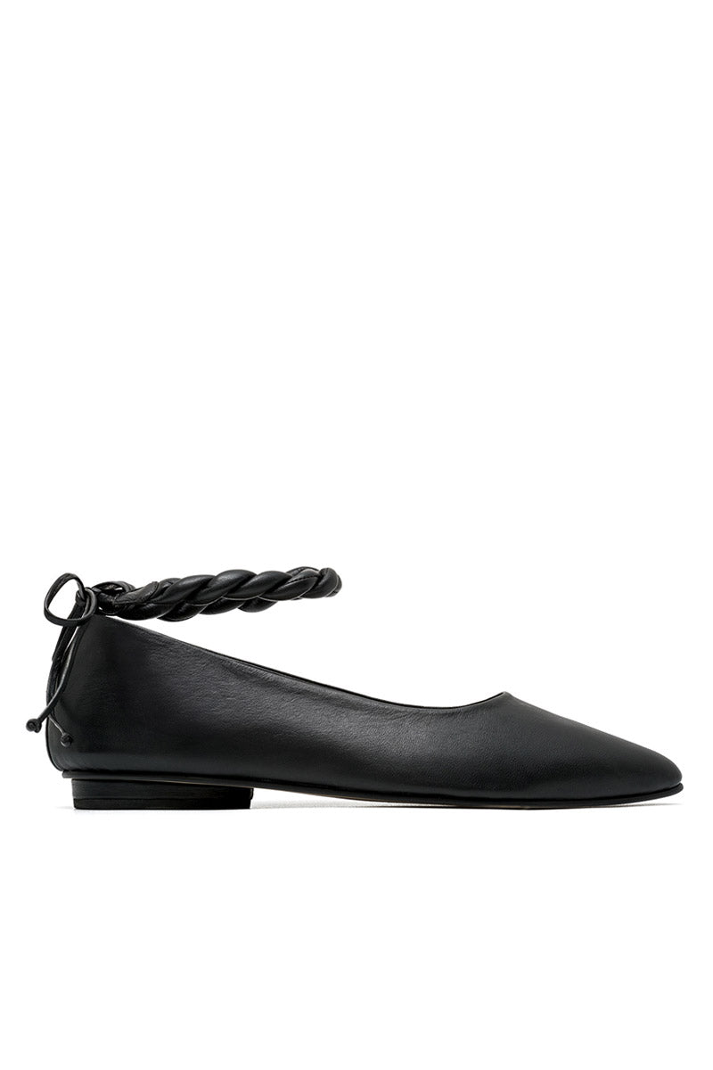 Black ALTA ARIA flats with sleek design, featuring a smooth upper and comfortable sole, perfect for casual or professional wear.