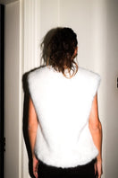 Verheyen Serena white gilet jacket with a high collar and quilted design, shown on a mannequin against a plain background.