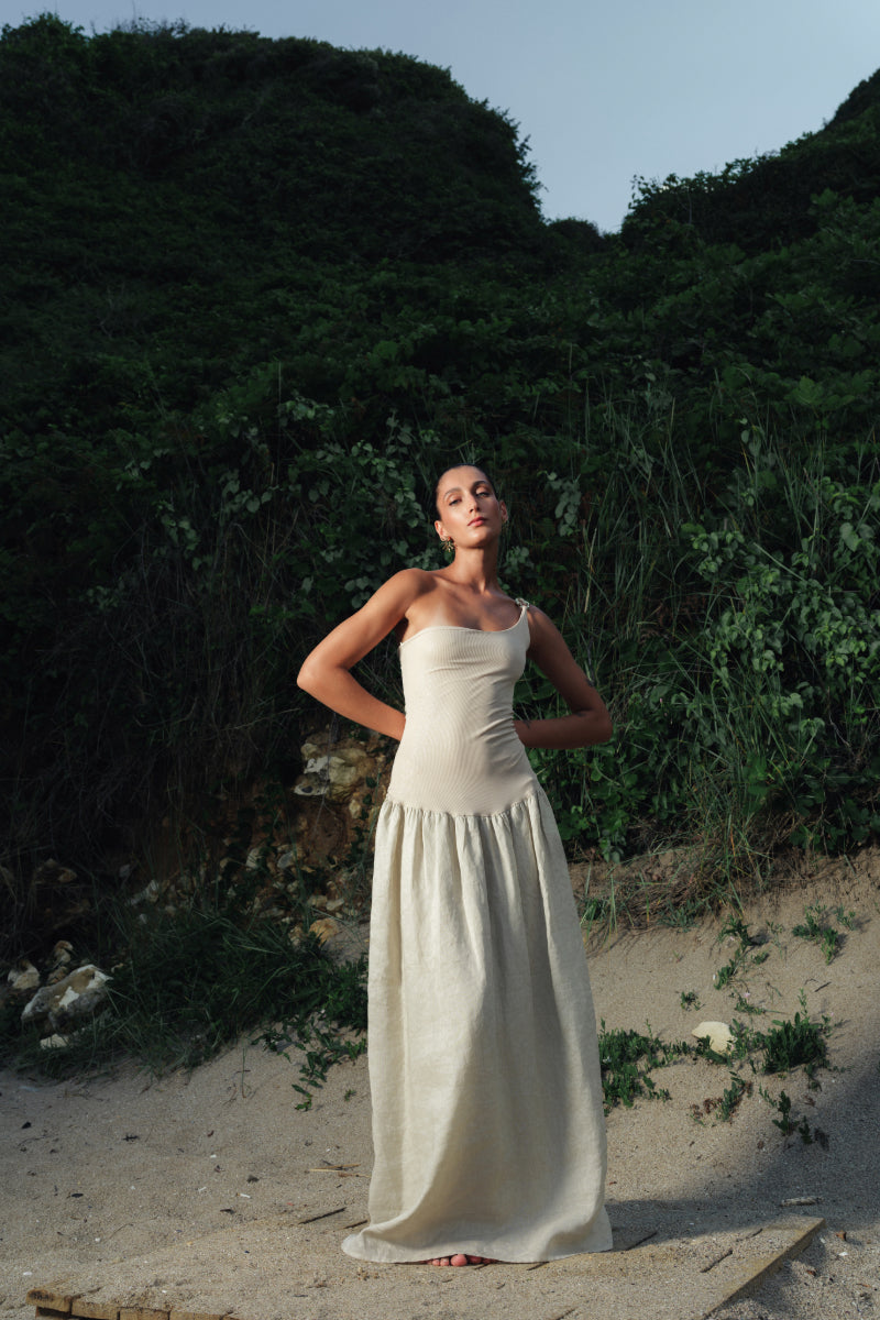 lina maxi dress Lina Maxi Dress - Yellow Strapless Folded Overlay & Scarf