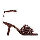 ALTA FRANCCA wine-colored sandals with open toes and ankle straps, stylish footwear for casual or summer wear.