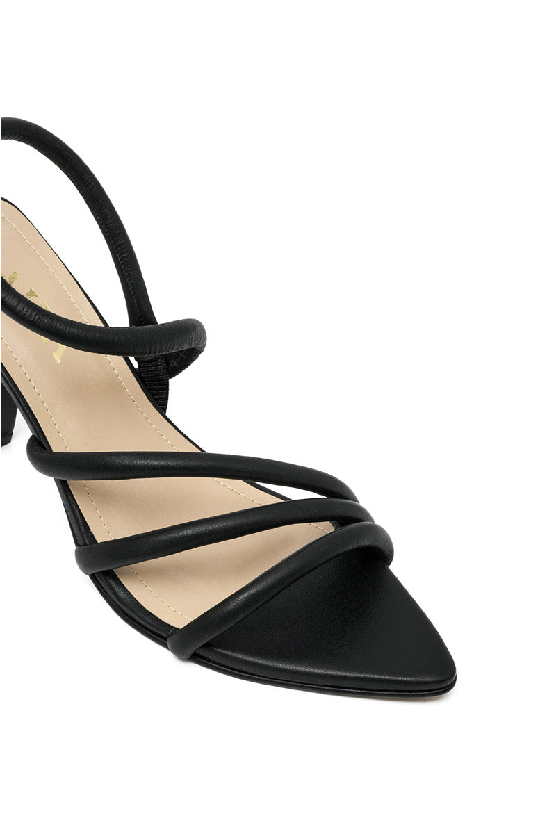 Black OPHELINNA heels by ALTA featuring stylish sandal design with open toes and ankle straps.