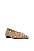 ALTA ADDA CRAFT Almond Flats showing beige fabric with almond-colored accents and slip-on style footwear.