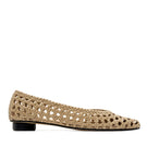 ALTA ADDA CRAFT Almond Flats showing beige fabric upper with almond-shaped toe and flat sole, casual footwear for women.