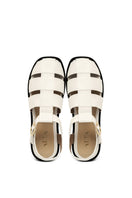 ALTA Cecilia off-white sandals with open toe and ankle straps, stylish summer footwear on a neutral background.