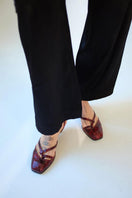 Gvasalia dark cherry embossed slingback heels with pointed toe and slender heel, stylish and elegant women's footwear.
