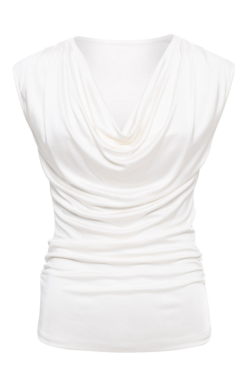 YLUNE LIQUID DRAPE TOP IN SOFT IVORY