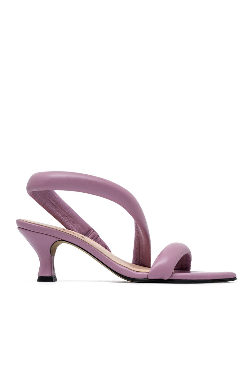 Alta Ophelia Lilac Sandals featuring open-toe design and ankle straps on a white background