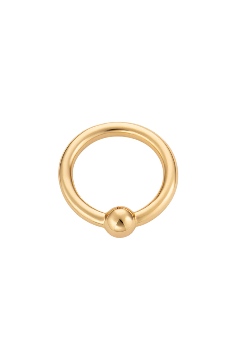 Gold flow ring by Poché, featuring a sleek, minimalist design with smooth curves and a polished finish.
