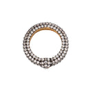 Poché Crystal Flow Ring featuring a shimmering crystal design, stylish silver band, elegant jewelry accessory for women