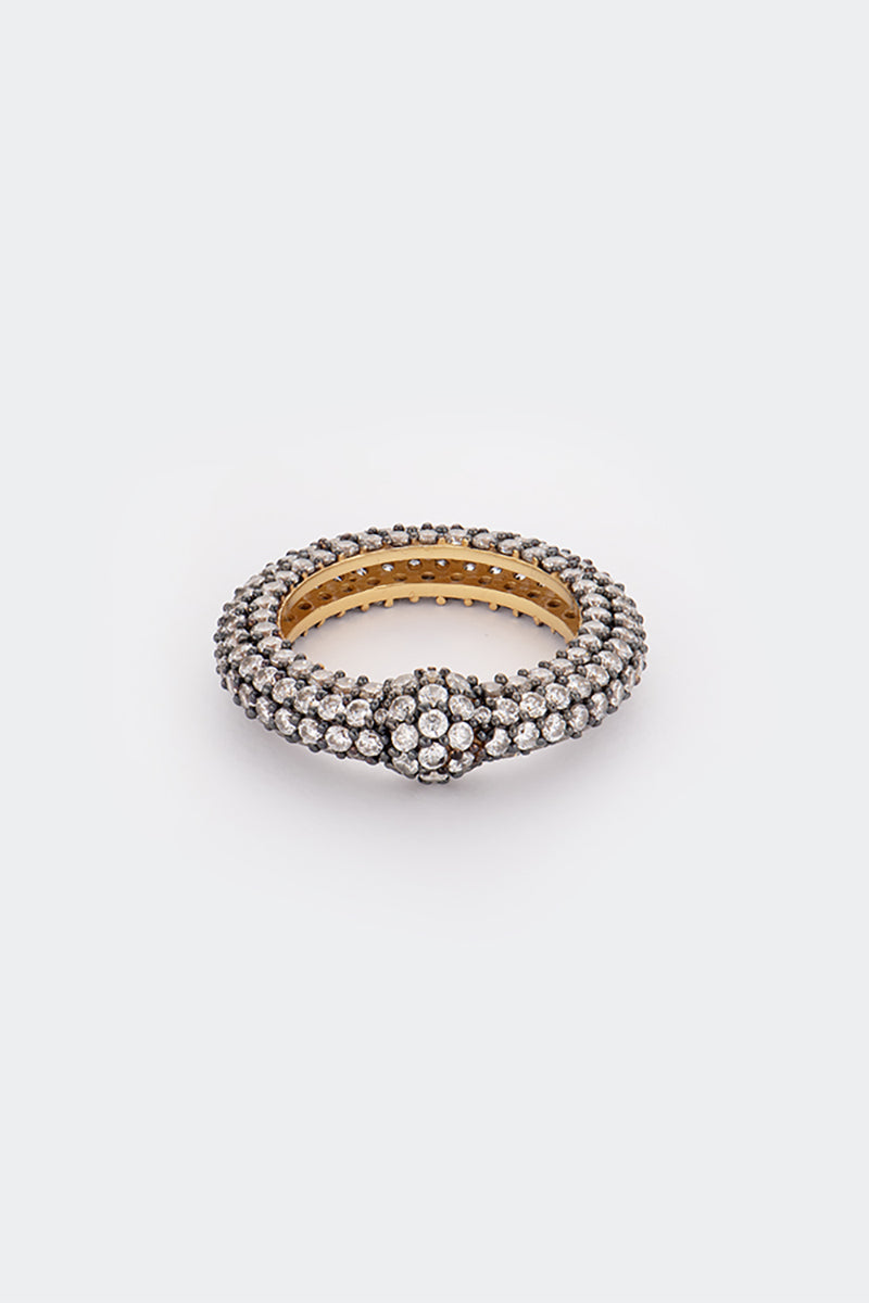 Poché Crystal Flow Ring featuring a sparkling crystal gemstone set in a sleek silver band.