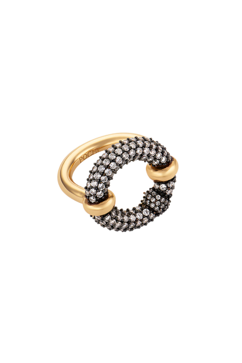 Poché Crystal Harmony Ring featuring a delicate band with sparkling crystal accents, elegant jewelry for women.