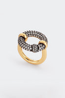 Elegant Poché Crystal Harmony ring with a sparkling crystal centerpiece and sleek band, showcasing sophisticated jewelry design.