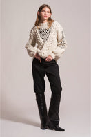 First Born Knits DAFNE knitted sweater in soft yarn, featuring a cozy, textured design and a relaxed fit.