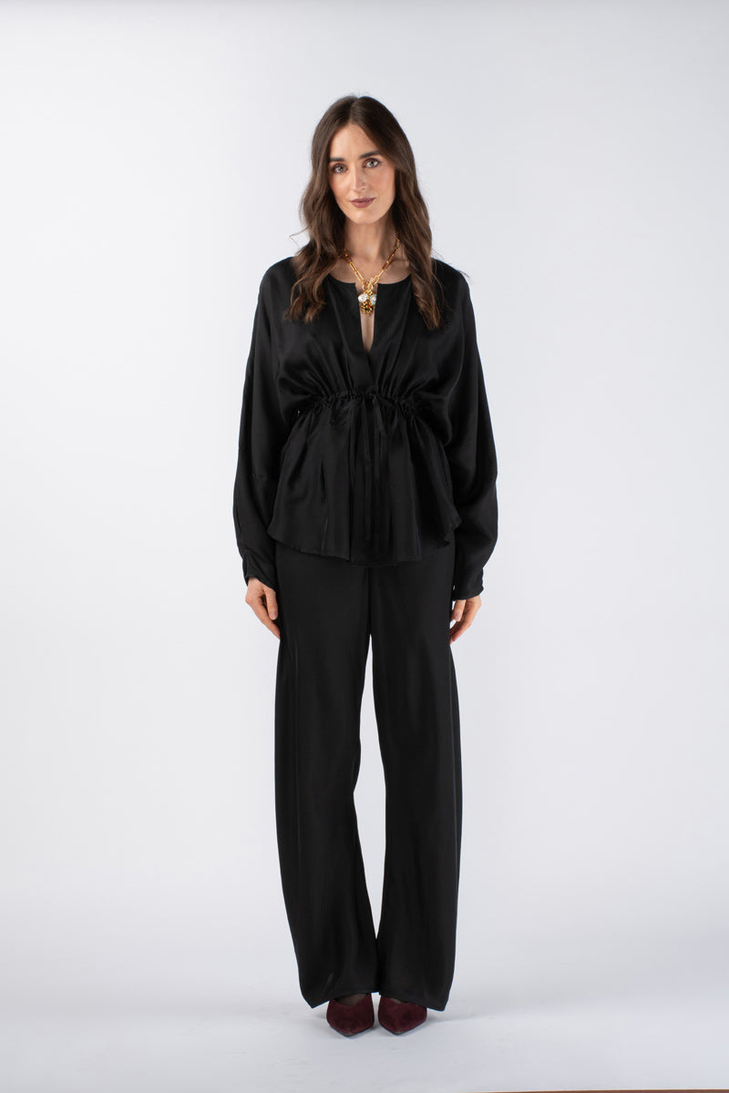 KAIA SILK PANT AND ASIN TWILL TOP SET