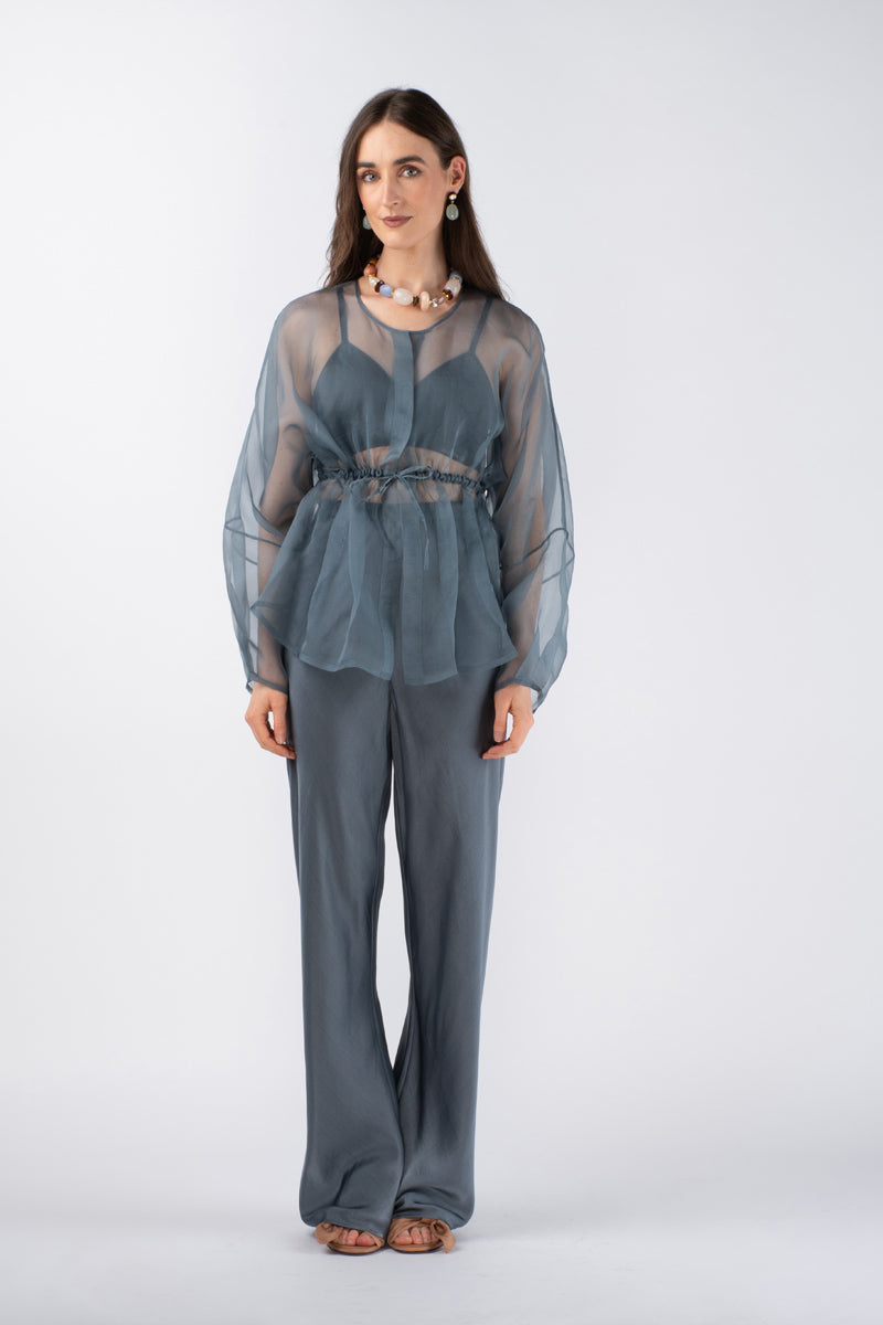 ASIN ORGANZA TOP AND KAIA SILK PANT SET