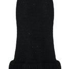 Black Lalo midi skirt with high-waisted, knitted textured design, showcasing its elegant flow and detailed fabric.