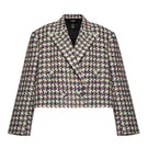 Lalo oversized fully lined multicolor jacket with shoulder pads, stylish outerwear with bold color blocking and structured fit.