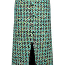 Lalo midi skirt with colorful buttons, fully lined, featuring a stylish flowy design and multicolor pattern.