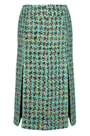 Lalo midi skirt with colorful buttons, fully lined, flowing fabric, and stylish design perfect for casual or dressy wear.