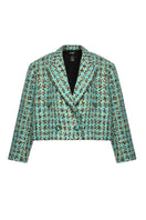 Lalo oversized fully lined multicolor coat with shoulder pads, stylish jacket featuring bold color blocks and structured design.