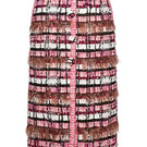 Lalo midi skirt with embroidered mesh fabric, showcasing intricate embroidery and lightweight mesh material for a stylish look.