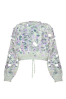Lalo cropped cardigan with multicolor embroidery details, featuring a lightweight knit and stylish design.