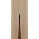 Gvasalia classic style maxi skirt with open front and edges, flowing fabric and elegant design.