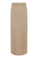 Gvasalia classic style maxi skirt with open front and edges, flowing fabric and elegant design displayed in the image.