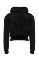 Black oversized knitted sweater with soft ribbed texture from Lalo, featuring a cozy, relaxed fit and detailed stitchwork.